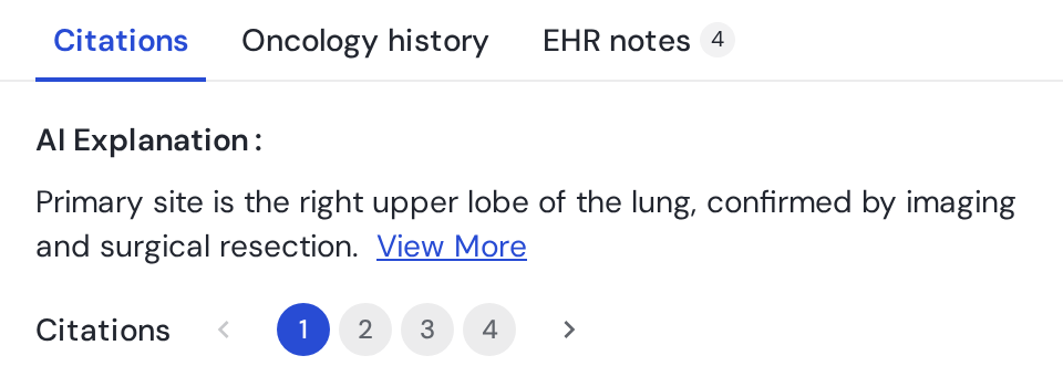 Zoom on the AI explanation and numbered citation pager